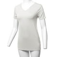 thumbnail image 5 of A2Y Women's Basic Solid Premium Rayon Short Sleeve V-neck T Shirt Tee Tops Ivory XL, 5 of 6
