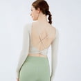 thumbnail image 3 of Ropa de yoga con almohadilla para el pecho, primavera y otoño, top de manga larga para mujer, traje deportivo profesional para correr, ropa de fitness con espalda hermosa, 3 of 4