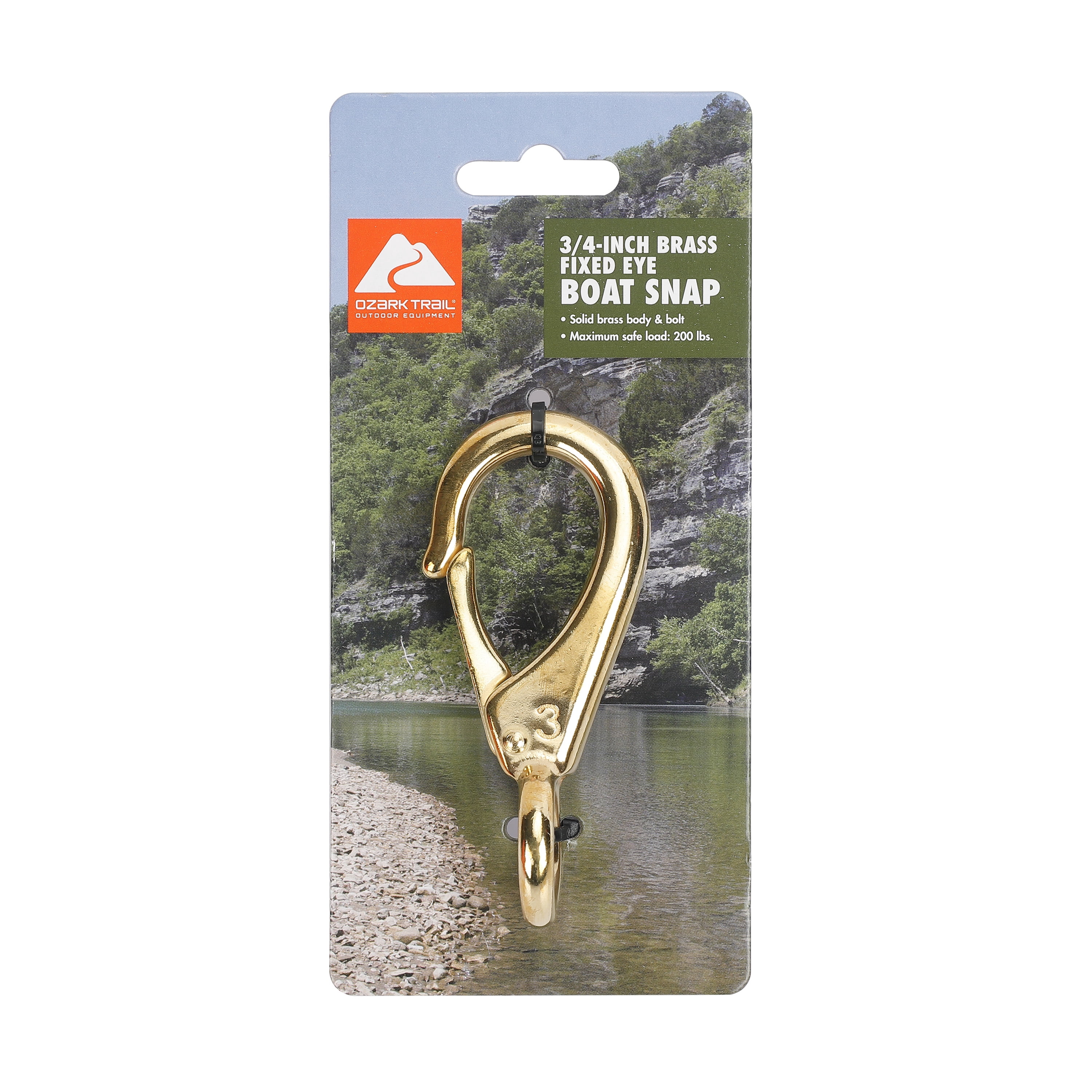 (2 pack) Ozark Trail 0.75-inch Brass Fixed Eye Boat Spring Snap Hook