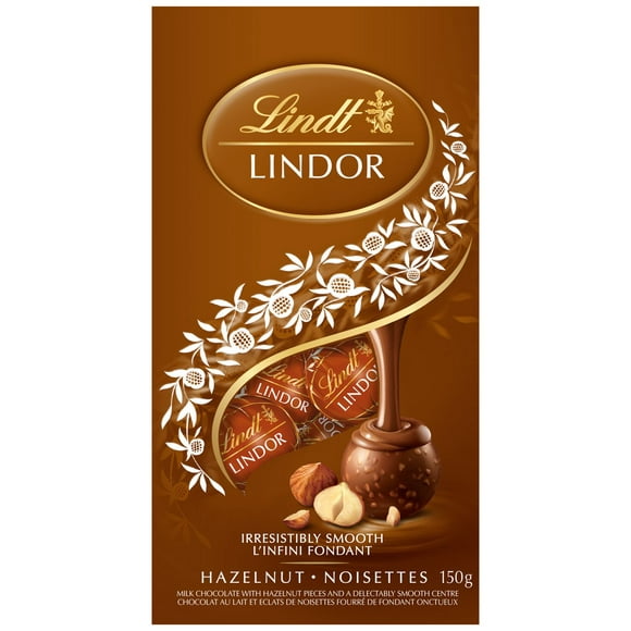 Truffes LINDOR au chocolat au lait et à la noisette de Lindt – Sachet (150 g) Sachet 150g