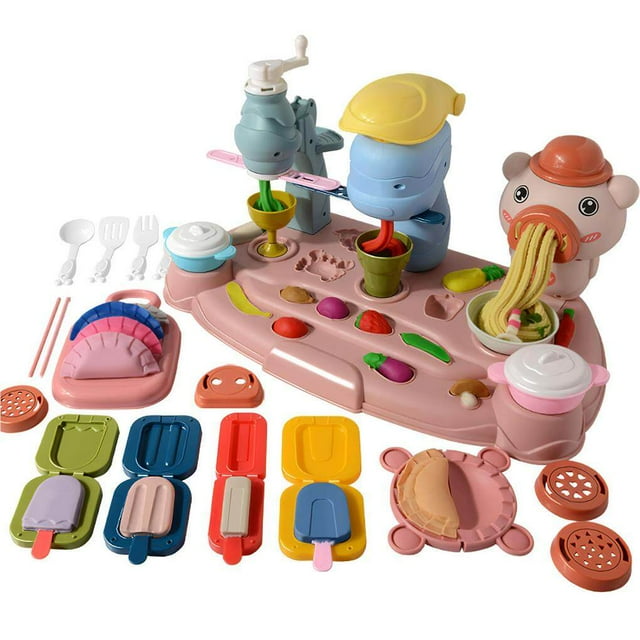 Ensemble de Jeu 3 en 1 Créations de Cuisine Nouilles pour Enfants Forme de Cochon Colorée Outil de Pâte à Modeler Créations Intéressantes pour Enfants