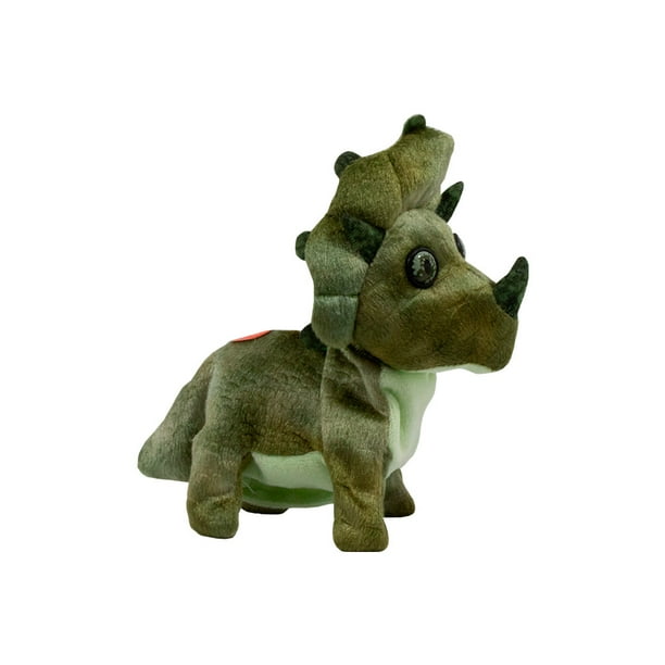 Dinosaurio De Peluche Triceraptors Gris Con Movimiento Y Sonido Importadora La Merced Tela de Felpa
