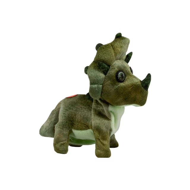 Dinosaurio De Peluche Triceraptors Gris Con Movimiento Y Sonido Importadora La Merced Tela de Felpa