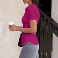 thumbnail image 4 of Womens Fitted Button Down Shirts Formal Fitted Ladies Office Blouse Business Work Wear Girls Collared Shirt Slim Fit Hot Pink 2XL, 4 of 6