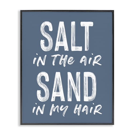 Summer Sentiment Salt Sand In Hair Black Framed Giclee Art, design by Lettered and Lined