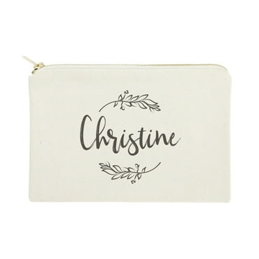 Personalized Name with Vine Cosmetic Bag and Travel Make Up Pouch