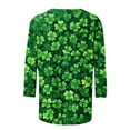 thumbnail image 4 of BLVB St Patricks Day Shirt Women Plus Size 3/4 Sleeve Cute Tops Shamrock Shirts Crewneck Graphic Tee Tops Outfit, 4 of 5