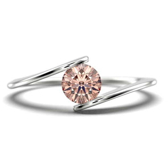 Gorgeous Solitaire 1 Carat Round Cut Morganite Unique Engagement Ring, Classic Wedding Ring in 10k Solid White Gold Band, Gift For Her, Promise Ring, Anniversary