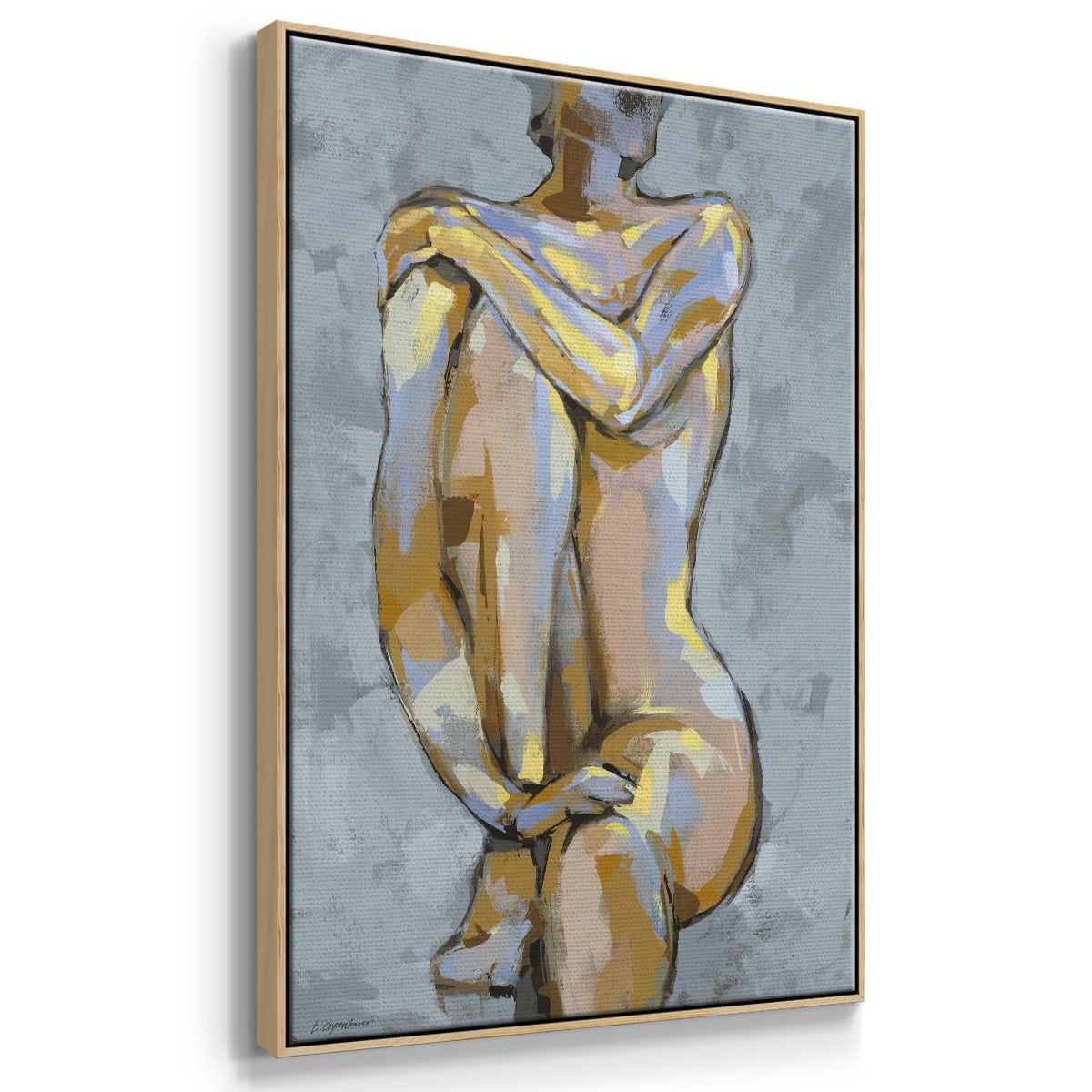 Grey Maiden I Framed Premium Gallery Wrapped Canvas - Ready to Hang - 25 x 37 - Natural Wood Floating Frame