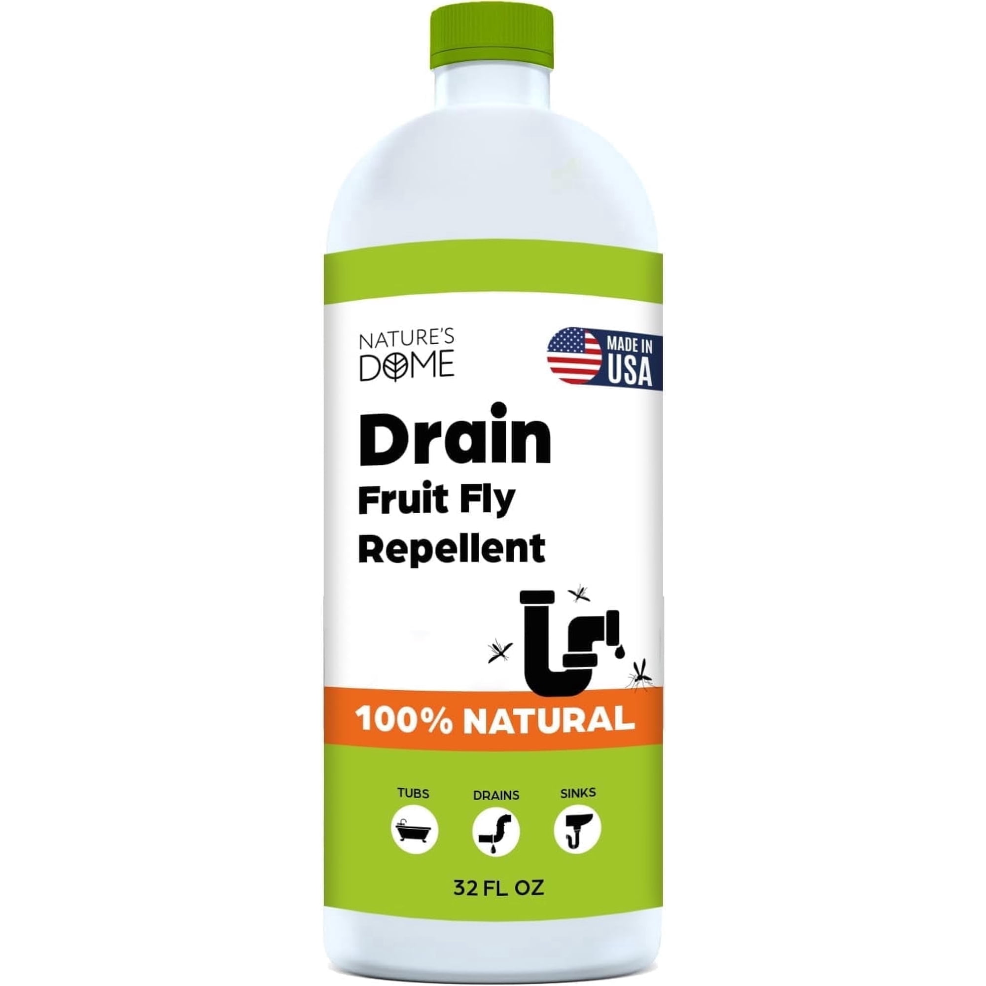 Nature's Dome Drain Fly Killer Gel | Kills & Prevents Drain Flies & Fruit Flies | Natural Plant-Based Fly Killer Treatment Indoor for Sinks & Pipes | Safe for Septic Systems | 32 Oz
