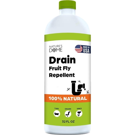 Nature's Dome Drain Fly Killer Gel | Kills & Prevents Drain Flies & Fruit Flies | Natural Plant-Based Fly Killer Treatment Indoor for Sinks & Pipes | Safe for Septic Systems | 32 Oz