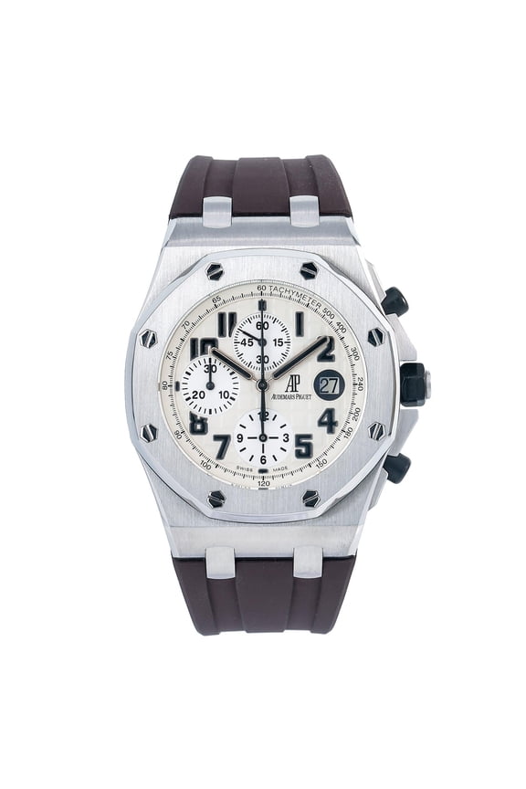 Pre-Owned Audemars Piguet Royal Oak Offshore Chronograph 26170ST 42MM White Dial With Rubber Bracelet