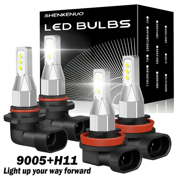 9005 H11 LED Headlight Bulbs Combo, High Low Beam Replacement, 8000LM 6000K Cool White, Pack of 4