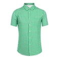 thumbnail image 3 of XIAOCHA Gingham Plaid Button Shirt for Men Turn Down Collar Short Sleeve Daily Commute Casual Blouse, 3 of 3