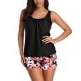 thumbnail image 2 of XUNKUSGA Tankini Swimsuits for Women Fashion Hawaiian Floral Womens Tankini Modest Two Piece Bathing Suit Fashion Scoop Neck Swim Suits with Boy Shorts,Black,XL, 2 of 5