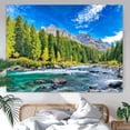 thumbnail image 4 of Nature Forest Mountain Tapestry Green Pine Tree Wall Tapestry for Bedroom Aesthetic Woods Flowing River Landscape Small Tapestries Wall Hanging for Dorm Living Room Decor 60 x 40 Inch, 4 of 7