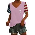 thumbnail image 3 of Tops Cortos para las Mujeres Día de la Independencia Patriótica Impreso Cuello en V, Manga Corta Top Casual para Diario, Fiesta Y Todas las Estaciones, 3 of 5