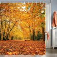 thumbnail image 1 of Autumn Fall Forest Shower Curtain - 72x72 Inch Dried Maple Tree Leaves Romantic Fall Season Fabric with Hooks for Bathroom, 1 of 6