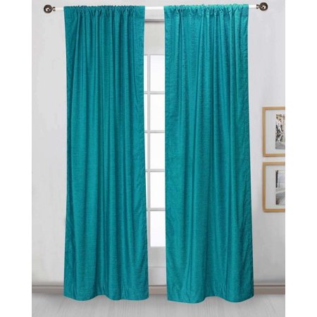 Turquoise Rod Pocket Velvet Curtain Drape Panel Piece