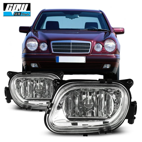 Halogen Clear Lens Fog Lights Pair Set for 1996-1999 Mercedes Benz E-Class (W210)
