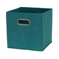 thumbnail image 4 of Household Essentials Fabric Storage Bins 6 Piece Set, Strong Poly-Woven Fabric, Sturdy Chipboard Sides, Grommet Front Handle, Stackable and Foldable, Classic Design, Teal, 4 of 4