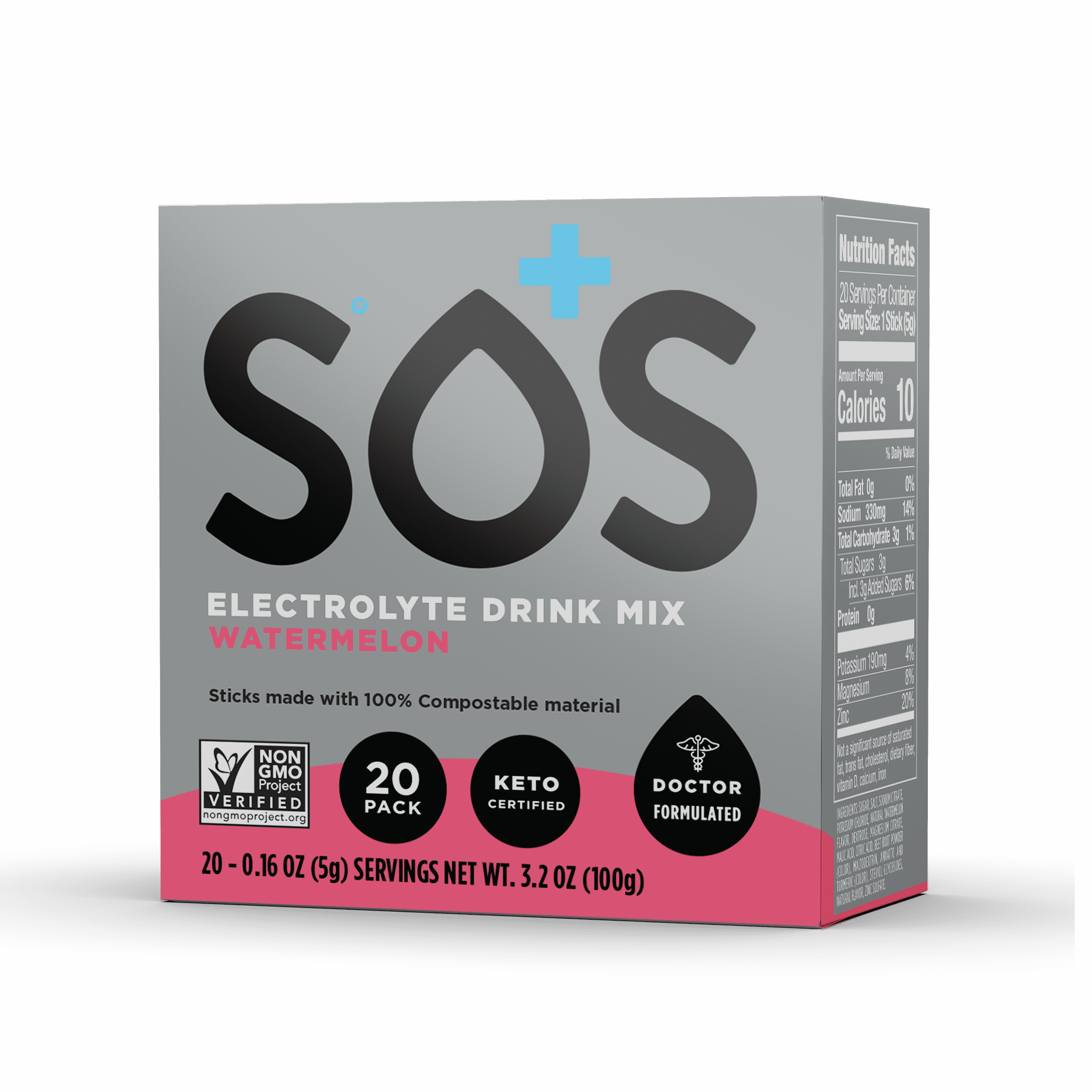 SOS Hydration Electrolyte Powder Sachets 20 Stick Servings