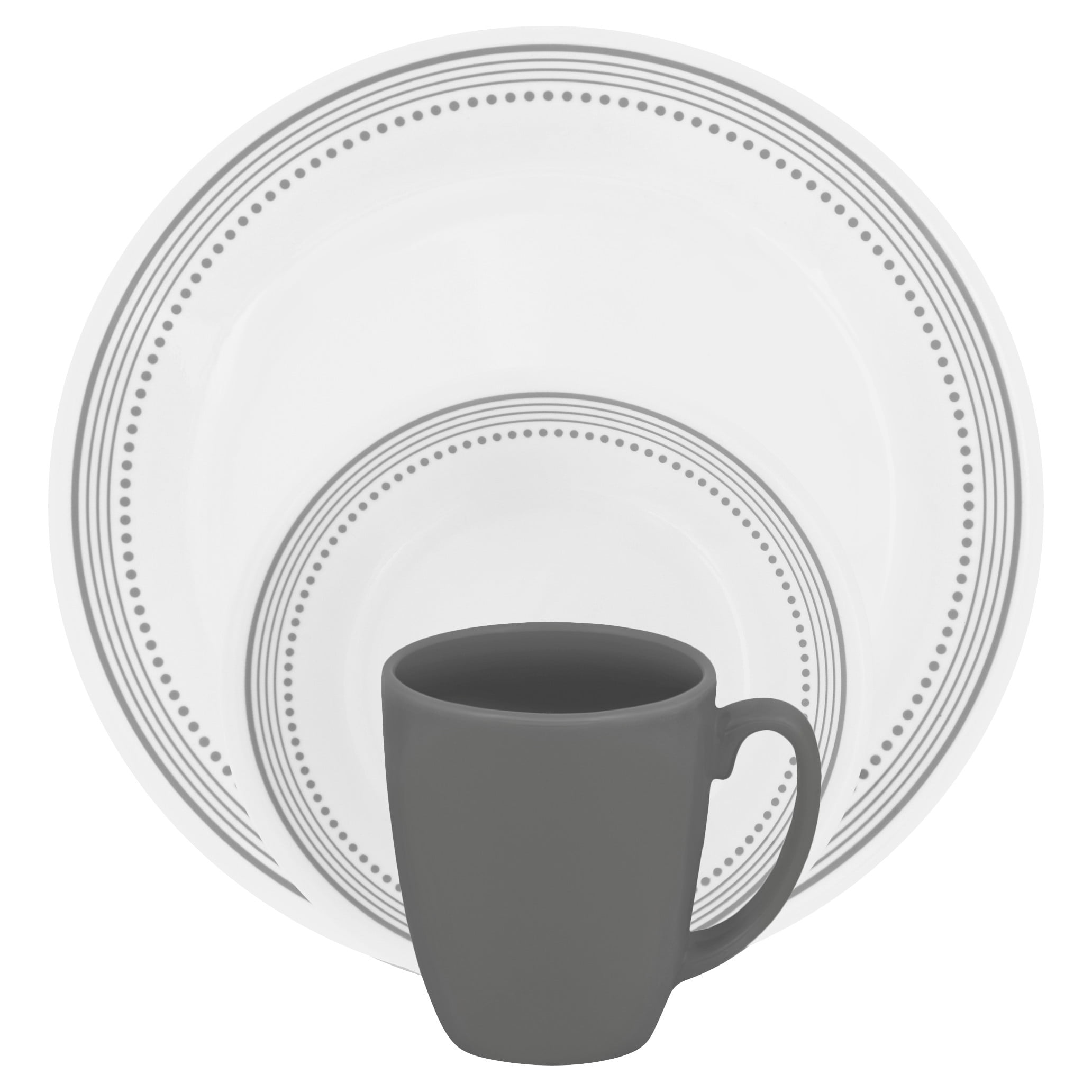 Service for 4 Details about   Corelle Classic Mystic Gray 16 Piece Lunch Dinnerware Set 
