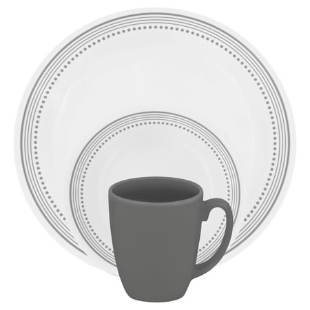 Corelle Classic Mystic Gray 16-Pieces Dinnerware Set