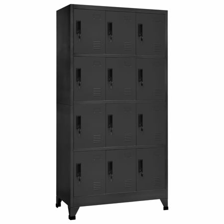 moobody Locker Cabinet with 12 Lockable Doors Steel File Cabinet for Living Room  Bedroom  School  Home  Office Furniture 35.4 x 17.7 x 70.9 Inches (W x D x H)