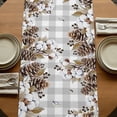 thumbnail image 5 of Table Runners 72 Inches Long Dress Scarves, Grey Rabbits Farmhouse Kitchen Table Runner, Coffee Tablerunners, Pine Cones Brown Plants Grey Checkered Farmhouse 14x72 Inch, 5 of 9