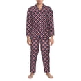 thumbnail image 3 of Picia Red Blue Checked Pattern Men’s Long-Sleeve Sleepwear Set - Soft 2-Piece Loungewear with Pockets, Comfy PJs for Relaxing Nights-X-Large, 3 of 7