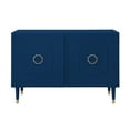thumbnail image 3 of Posh Living Jenna Ottoman Navy Velvet Upholstered Hand Woven, 3 of 8