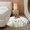 thumbnail image 3 of Round Rug 3ft Area Rug, Garden Watercolor Flower Leaves Area Rugs for Living Room Bedroom, Spring Colorful Floral Art Floor Mat Non-Slip Non-Shedding Carpet Indoor Accent Rugs, 3 of 9