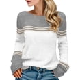 thumbnail image 4 of XIYON Sweaters for Women Striped Color Block Knit Sweater Elegant Fall Winter Long Sleeve Crewneck Top for Office Wear, 4 of 4