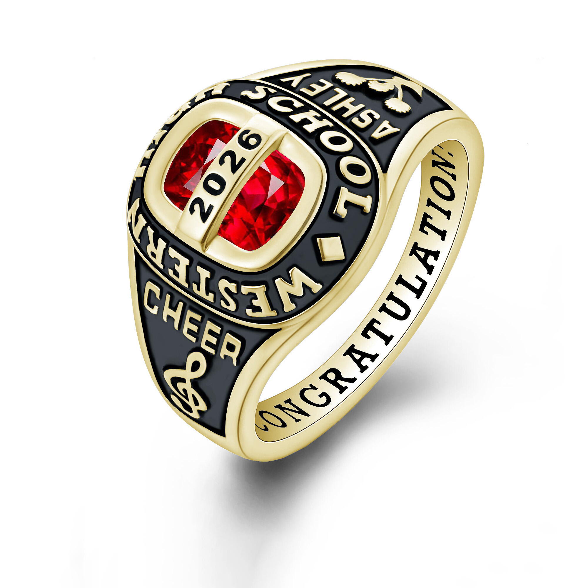 USA PJM Custom Women's Class Rings Sterling Silver 925 for High School & College, Gold Plated