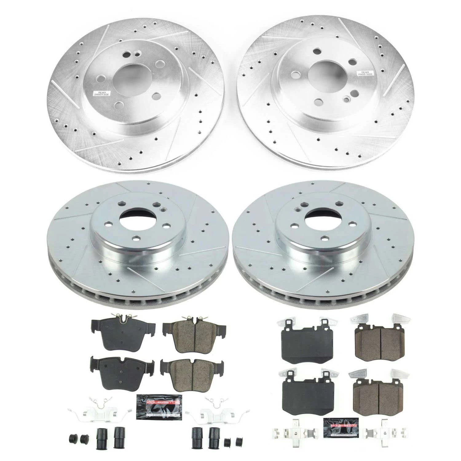 PowerStop Front and Rear Z23 Evolution Sport Carbon-Fiber Ceramic Brake Pad and Drilled & Slotted Rotor Kit Fits: MERCEDES-BENZ Select Models K8352