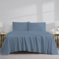 thumbnail image 3 of Color Sense 4-Piece 100% Cotton Percale Bed Sheet Set, Cool & Crisp Bedding, Full, Blue, 3 of 12