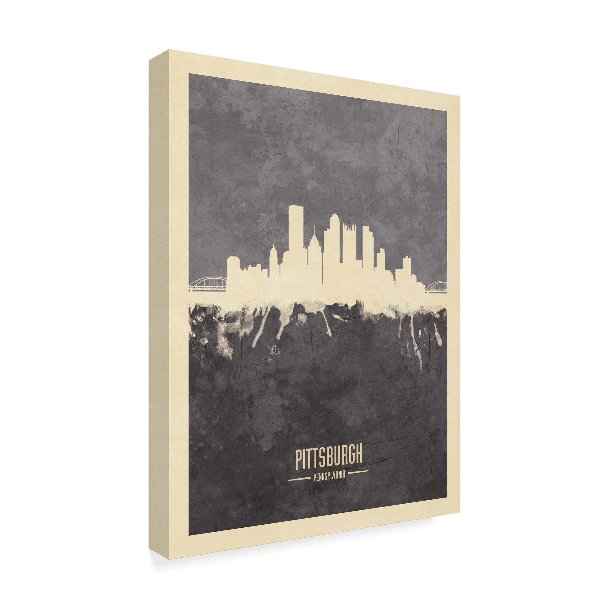 Trademark Fine Art 'Pittsburgh Pennsylvania Skyline Gray' Canvas Art by Michael Tompsett