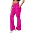 thumbnail image 5 of Resicozy Baggy Flare Cargo Pants for Women Hiking Wide Leg Pants with Pockets Y2K Clothes Casual Travel Hot Pink L, 5 of 8