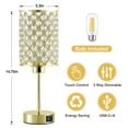 thumbnail image 7 of NATYSWAN Touch Crystal Table Lamp for Living Room,Small Bedside Nightstand Lamp with USB C+A Ports,3-Way Dimmable Modern Gold Lamp for Bedroom,Office,Reading, 7 of 7