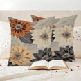 thumbnail image 3 of Burnt Orange Grey Black Flower Outdoor Waterproof Pillow Covers, Spring Floral Botanical Decorative Square Throw Pillowcase Sofa Cushion Sham for Patio/Couch/Chair, 18"x18" 2 Pack, 3 of 8