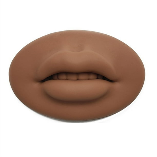 Eigraketly Práctica de maquillaje permanente en 3D, modelo de labios y boca, adhesivo portátil, piel reutilizable, enseñanza escolar, Material de laboratorio Marrón