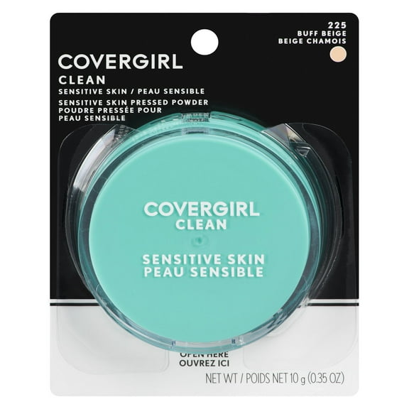 COVERGIRL Clean Sensitive Skin Pressed Powder, 225 Warm Buff Beige, 0.35 Oz.