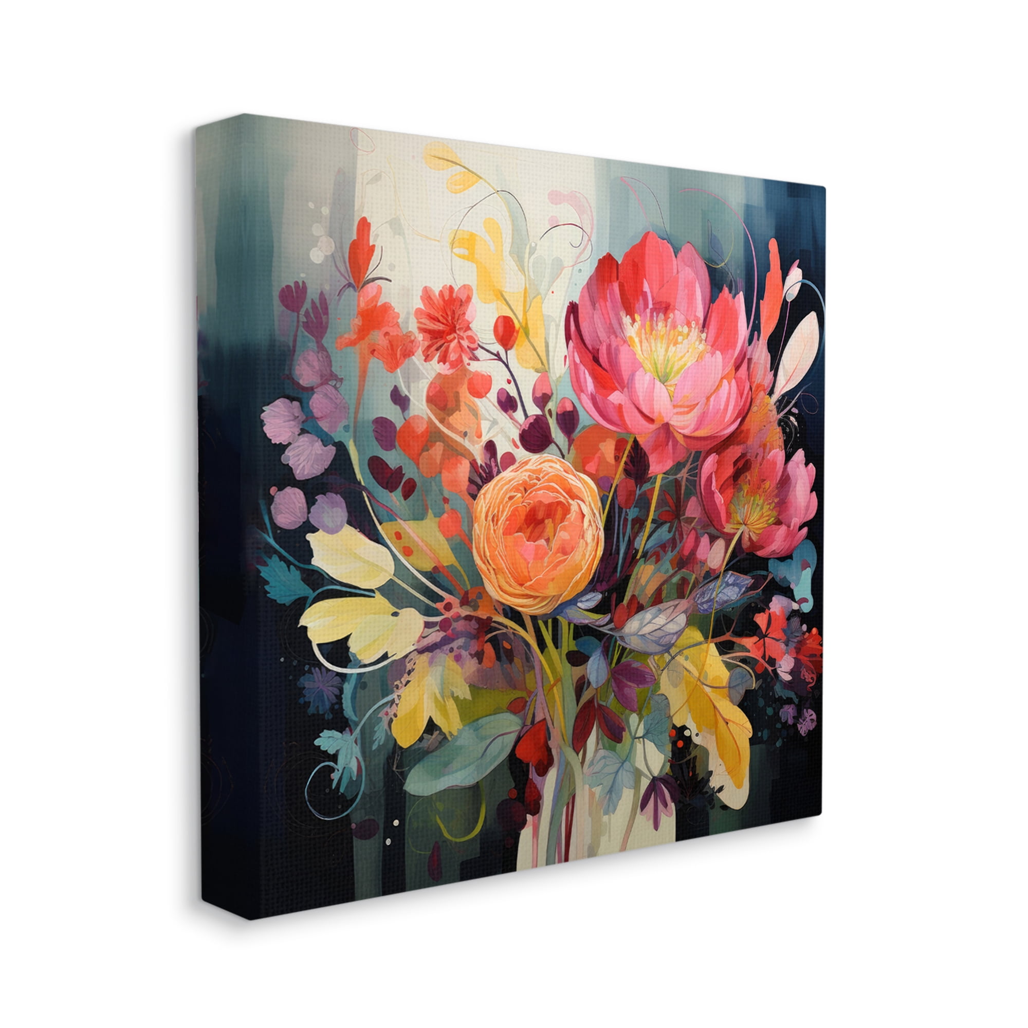 Stupell Industries Modern Mixed Blooms Botanical & Floral Painting Gallery Wrapped Canvas Art Print Wall Art, 36 x 36