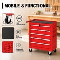 thumbnail image 4 of Memoryfield Rolling Tool Chest with Wheels, 5 Drawer Tool Storage Cabinet with Locking System, Heavy Duty Tool Cart Organizer for Garage Workshop, Red, 4 of 8