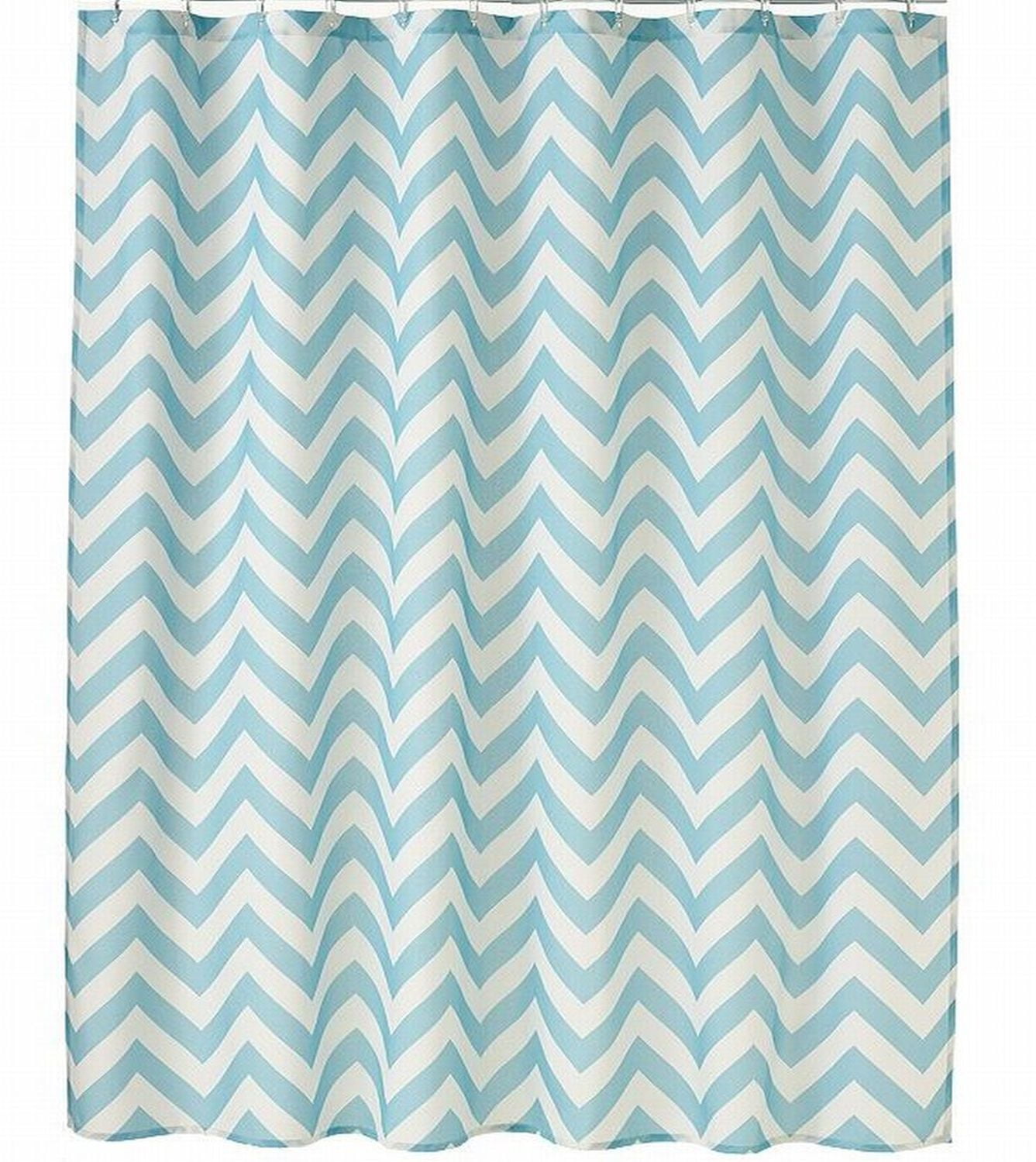 blue and white chevron shower curtain