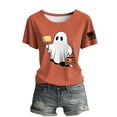 thumbnail image 4 of NMMUED T-Shirt d'Halloween à Manches Courtes pour Femmes T-Shirts Graphiques à Col Rond d'Halloween pour Femmes Vêtements d'Automne Vêtements d'Halloween pour Femmes Jolis T-Shirts d'Halloween pour Femmes Orange TTG, 4 of 4