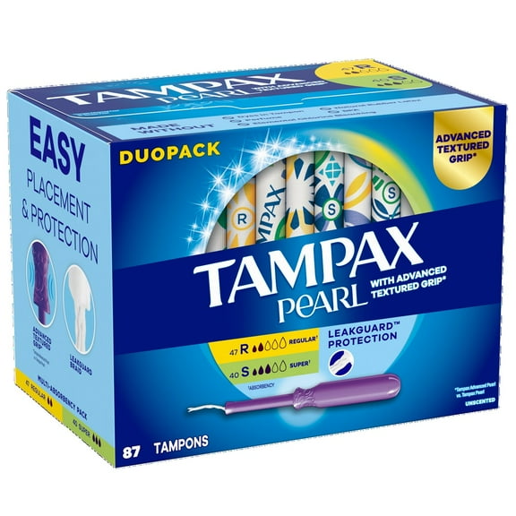 Tampax Pearl Tampons, Duopack, 87 Count