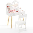 thumbnail image 1 of Gymax Kids Vanity Set w/ Lighted Mirror Princess Makeup Dressing Desk & Chair Set White, 1 of 10