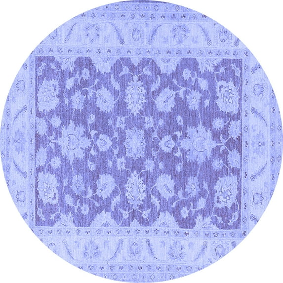Ahgly Company Indoor Round Oriental Blue Traditional Area Rugs, 8' Round